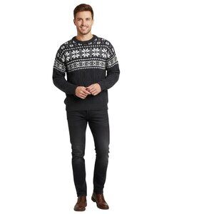 Inis Crafts 100% Merino Wool Fairisle CableKnit Made In Ireland Sweater Size XL